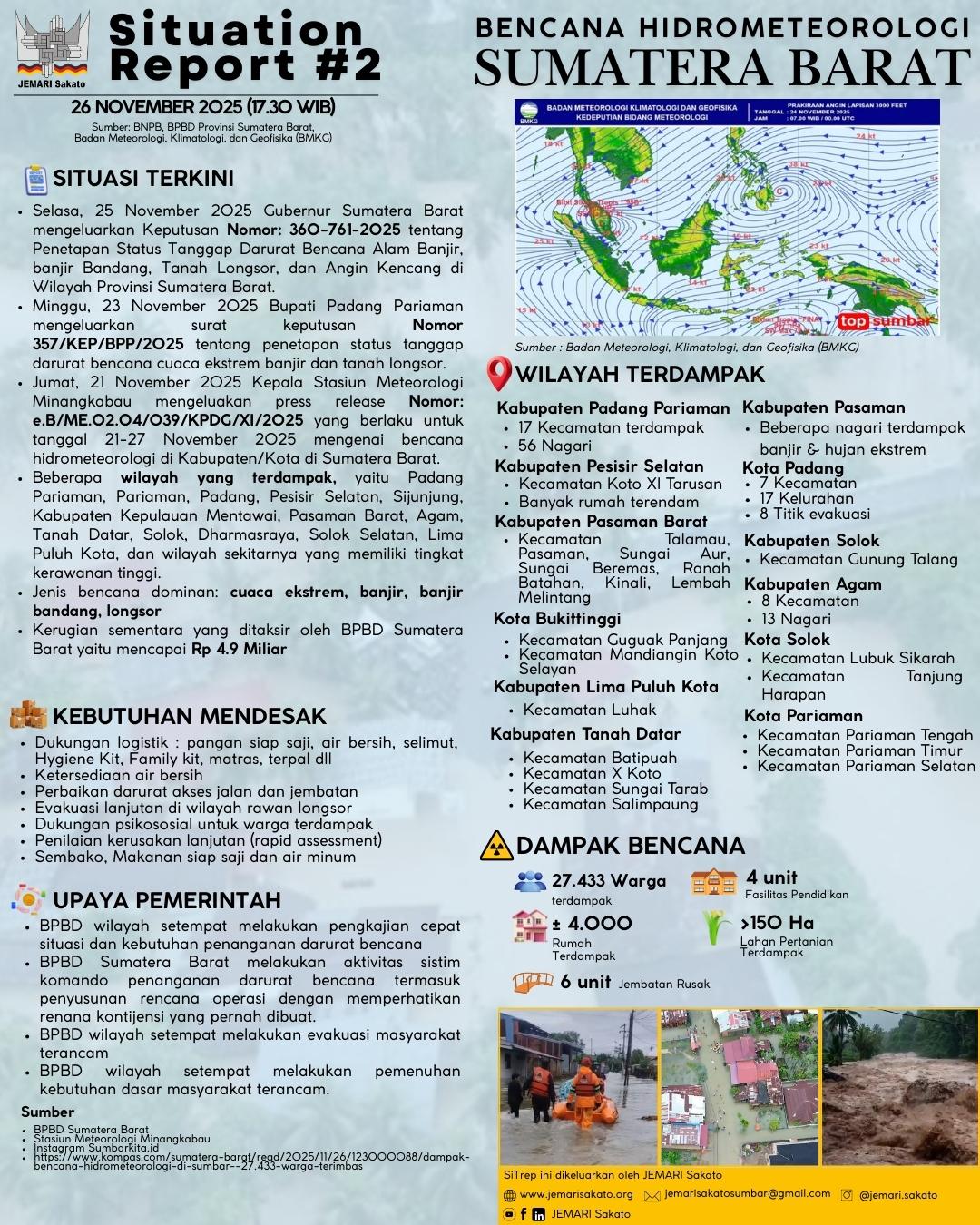 Bencana Hidrometeorologi Sumatera Barat (SiTrep #2)