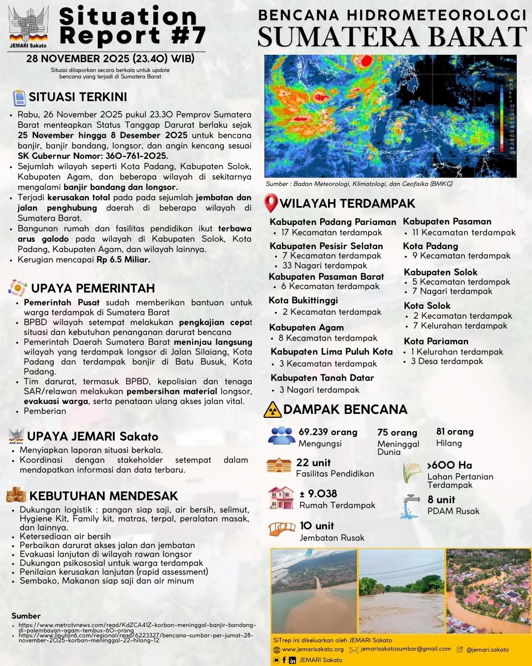 Bencana Hidrometeorologi Sumatera Barat (SiTrep #7)