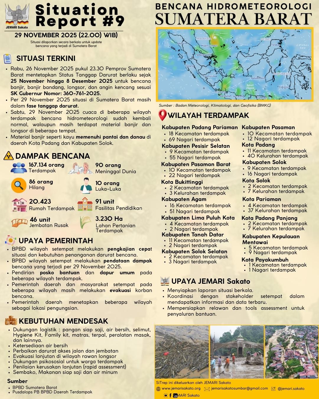 Bencana Hidrometeorologi Sumatera Barat (SiTrep #9)